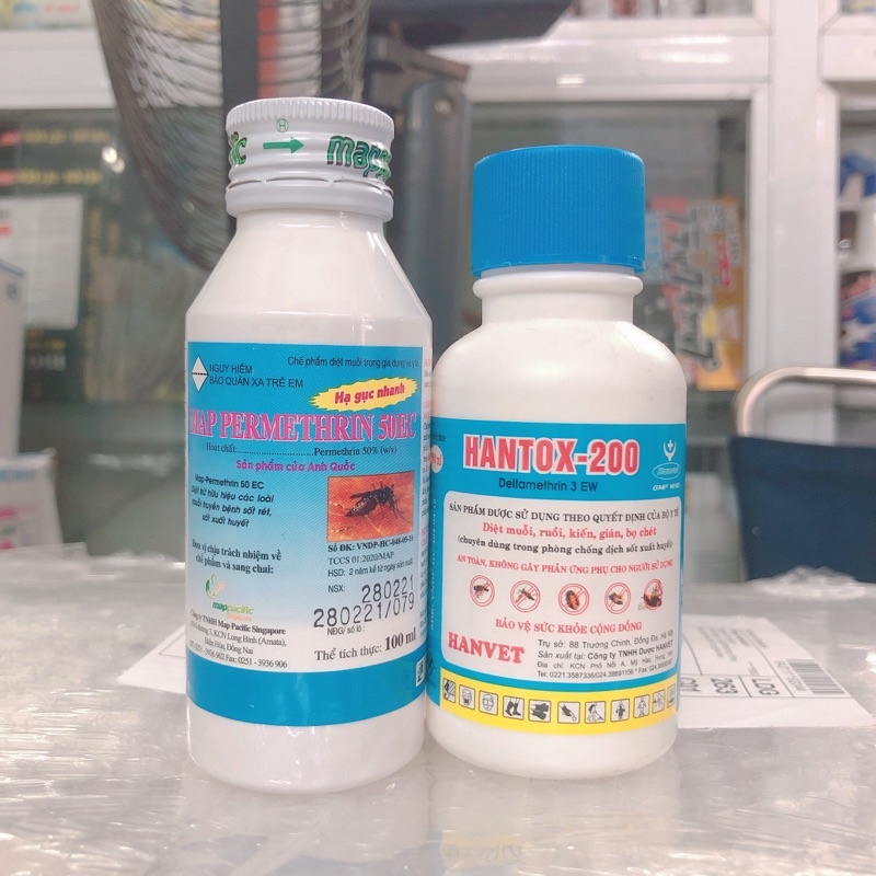 [ Bộ đôi diệt bọ chét : Map permethrin 100ml + hantox 100ml ]