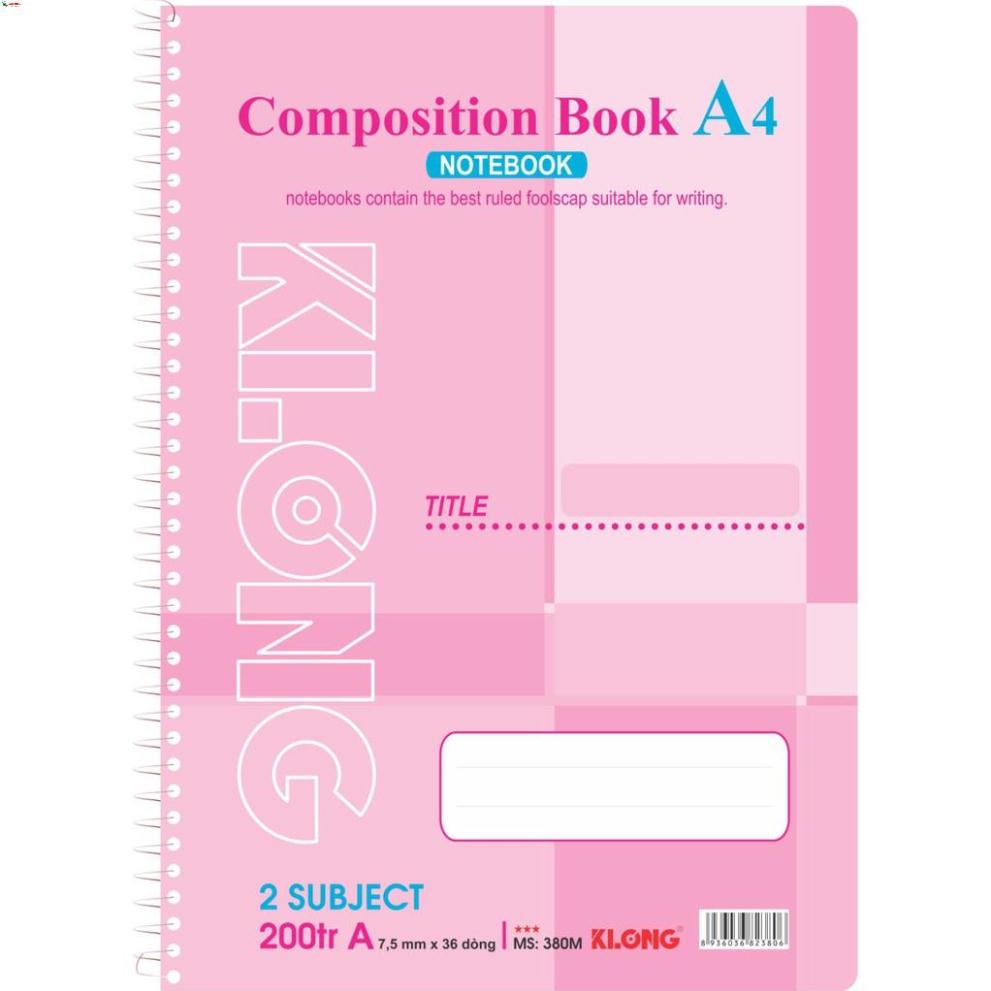 -Sổ lò xo đơn KLONG A4 200 Trang; MS: 380 [Klong]