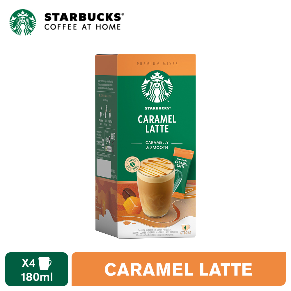 Cà phê hòa tan cao cấp Starbucks Caramel Latte Hộp 4 Gói x 23G