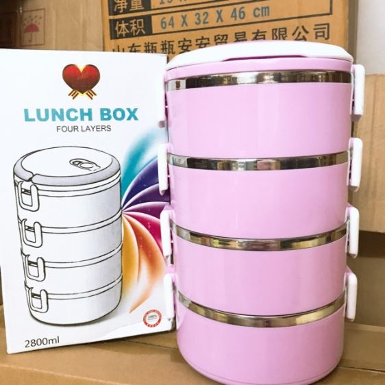 Cặp lồng đựng cơm giữ nhiệt lúa mạch 4 tầng lõi inox.
