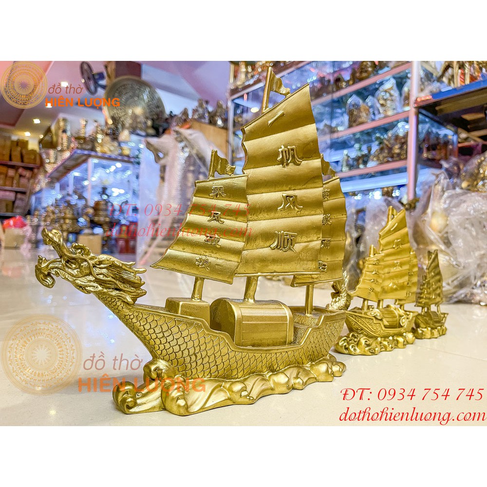 Thuyền Buồm Đầu Rồng Bằng Đồng Phong Thủy 3 Cỡ