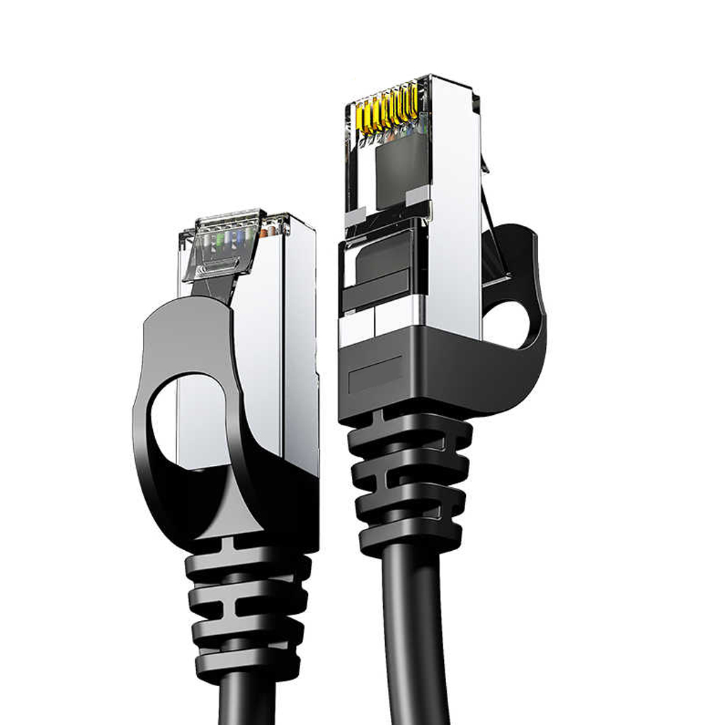Cáp mạng Cat6 aluminum đúc sẵn dạng tròn đầu bọc kim loại, dây cáp mạng lan ngoài trời, dây cáp mạng internet wifi bấm sẵn 2 đầu cao cấp.