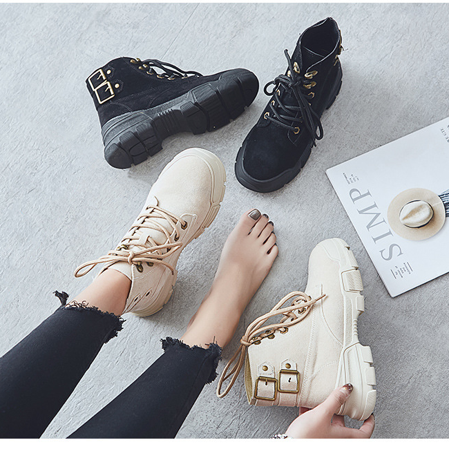 Giày boot nữ martin nhung retro Đồ Da Thành Long TLG 20469