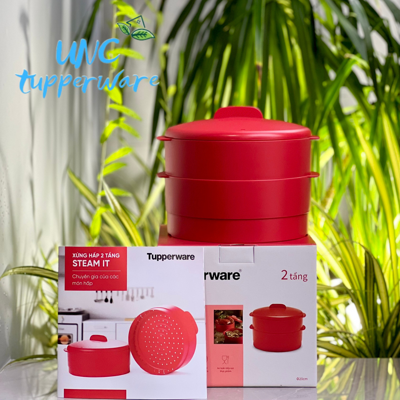 Xửng hấp Tupperware Steam It 2 Tầng – Màu Đỏ