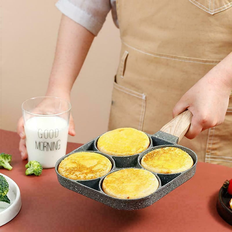 Khuôn Chảo Rán Trứng 4 Lỗ Tròn Loại Dày Hợp Kim Nhôm Đa Năng