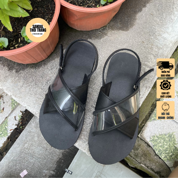 [MIỄN PHÍ SHIP] Dép Sandal Quai Chéo Nữ Nam (ẢNH THẬT 100%) Dép Sandal Nữ Đi Học Full Size 30 Đến 44, Full Đen Mạnh Mẽ, Trẻ Trung, Năng Động, Cá Tính