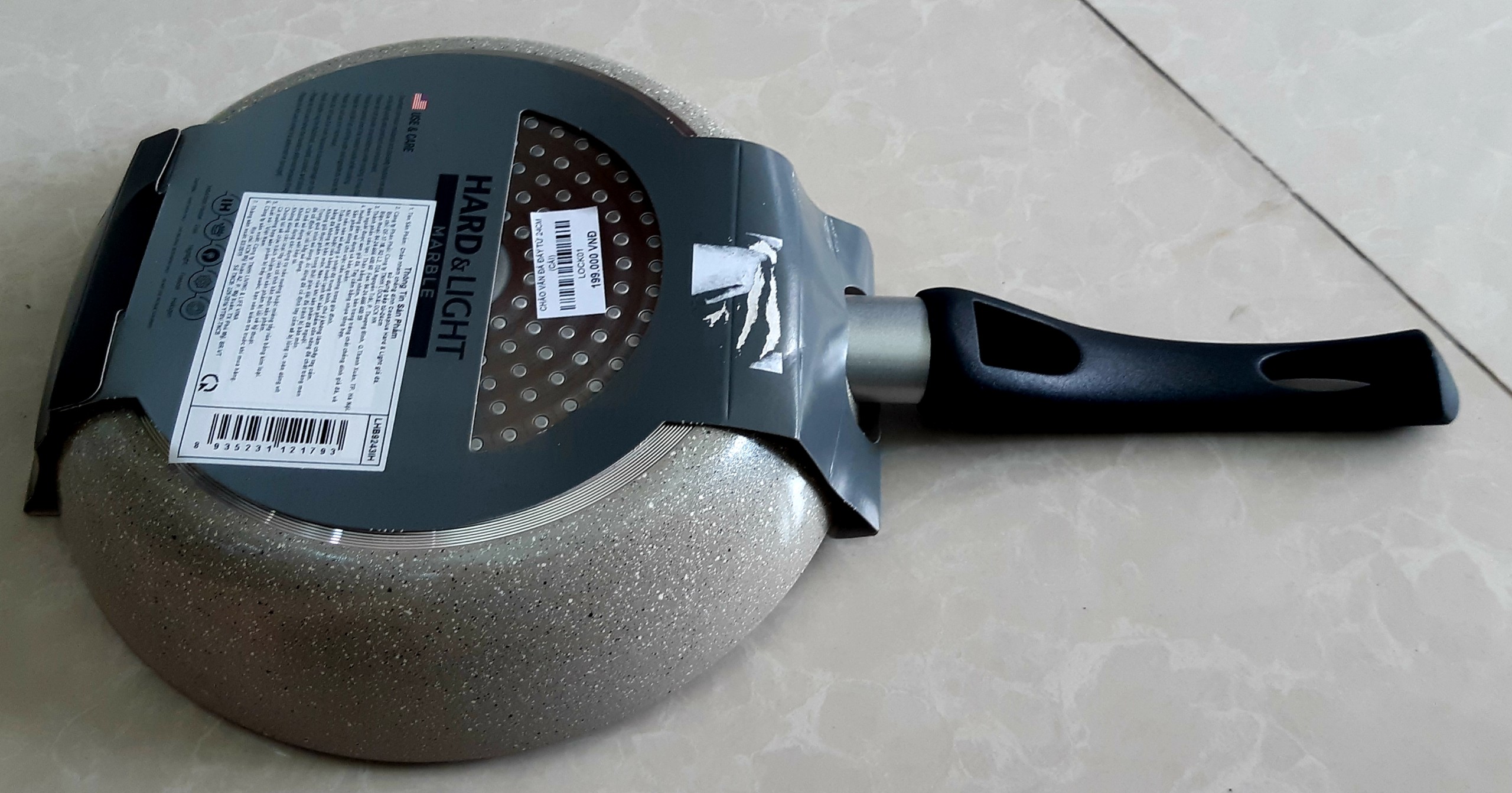 [HCM]chảo vân đá đáy từ lock&lock - chảo vân đá hard&light marble lock&lock