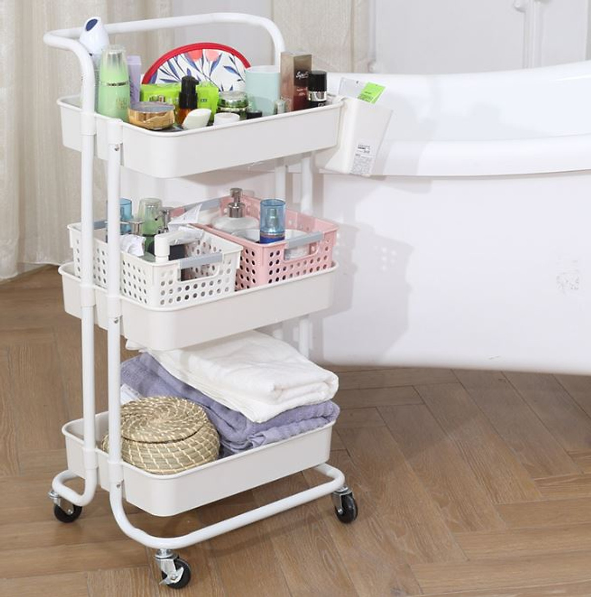 Xe đẩy spa 3 tầng thiết kế đẹp mắt-BMS