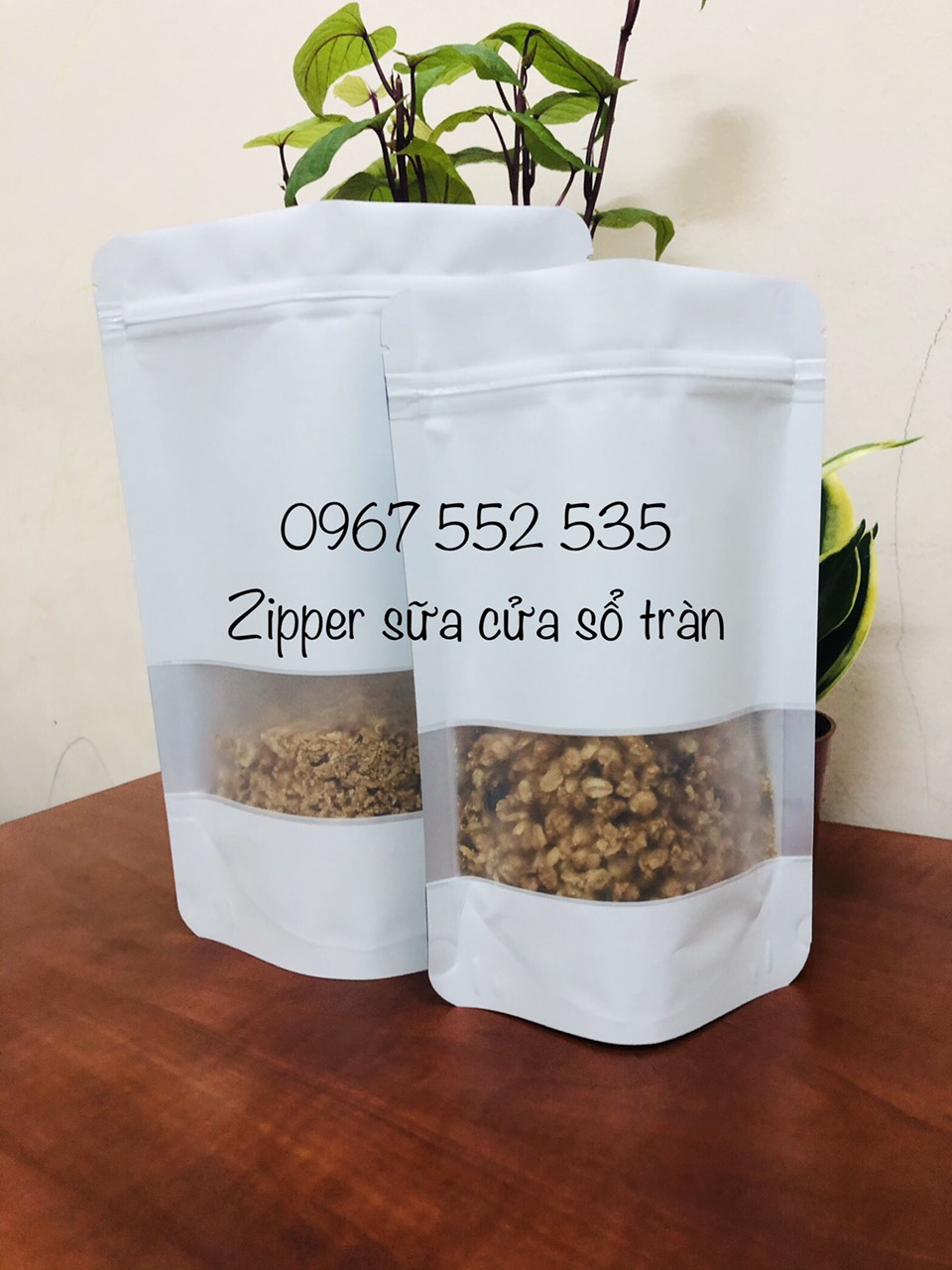 [1kg/size] túi zip sữa cửa sổ tràn đựng bột đậu hạt cafe (mẫu mới có móc khóa - hoặc ko móc khóa)