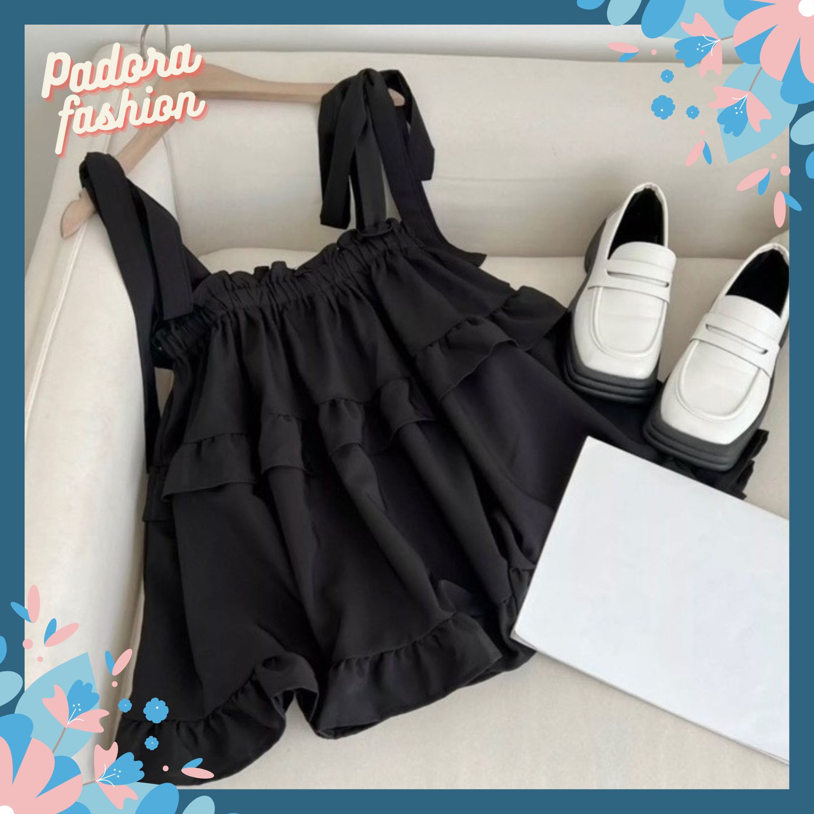 Áo 2 dây babydoll buộc nơ vai Áo kiểu nữ hai dây Padora-A91