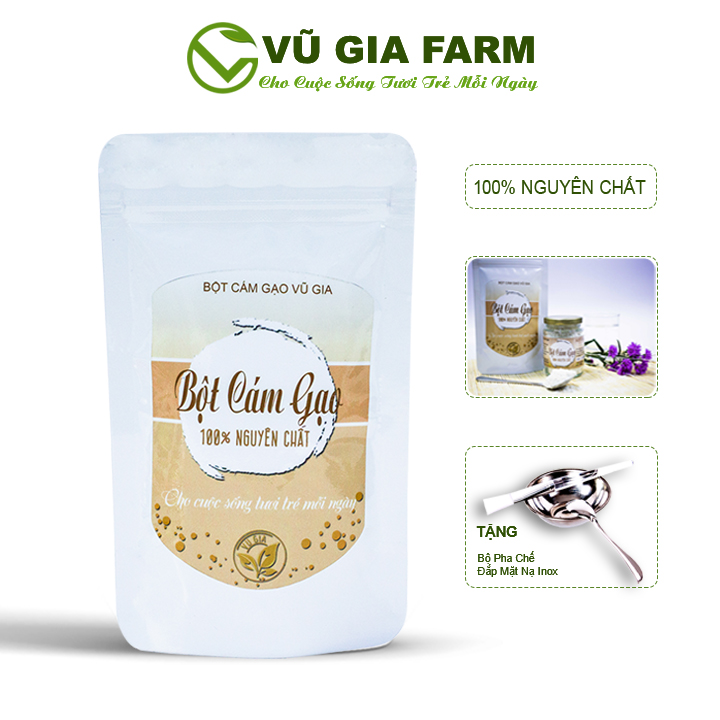 Bột Cám Gạo Nguyên Chất Vũ Gia (100g/túi) + Tặng Bộ Pha Chế Đắp Mặt Nạ - Đắp mặt dưỡng da, tẩy tế bào chết, xóa mờ thâm nám tàn nhang - Đã được kiểm nghiệm y tế