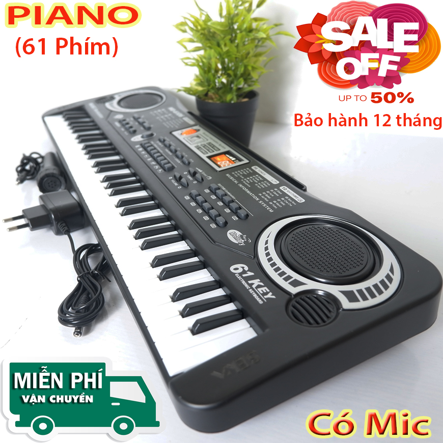 Đàn Piano Mới 2020 - Đàn Kỹ Thuật Số Âm Cực Hay - Đàn Piano 61 Phím Có Mic, Bé học đàn tại nhà phát triển tay, trí não ,thuộc bàn phím