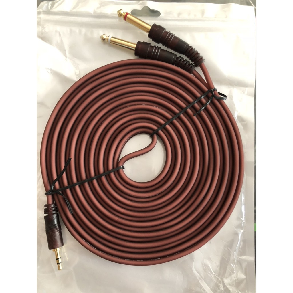 Dây tín hiệu 1 đầu 3.5mm ra 2 đầu 6 ly chiều dài 3 mét