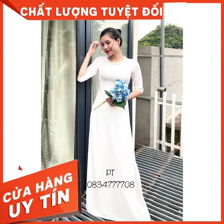 Áo Dài Lụa Tây Thi Cao Cấp Cổ Tròn Tết