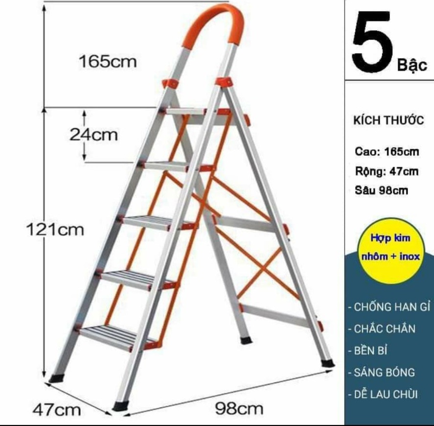 Thang nhôm ghế 5 bậc
