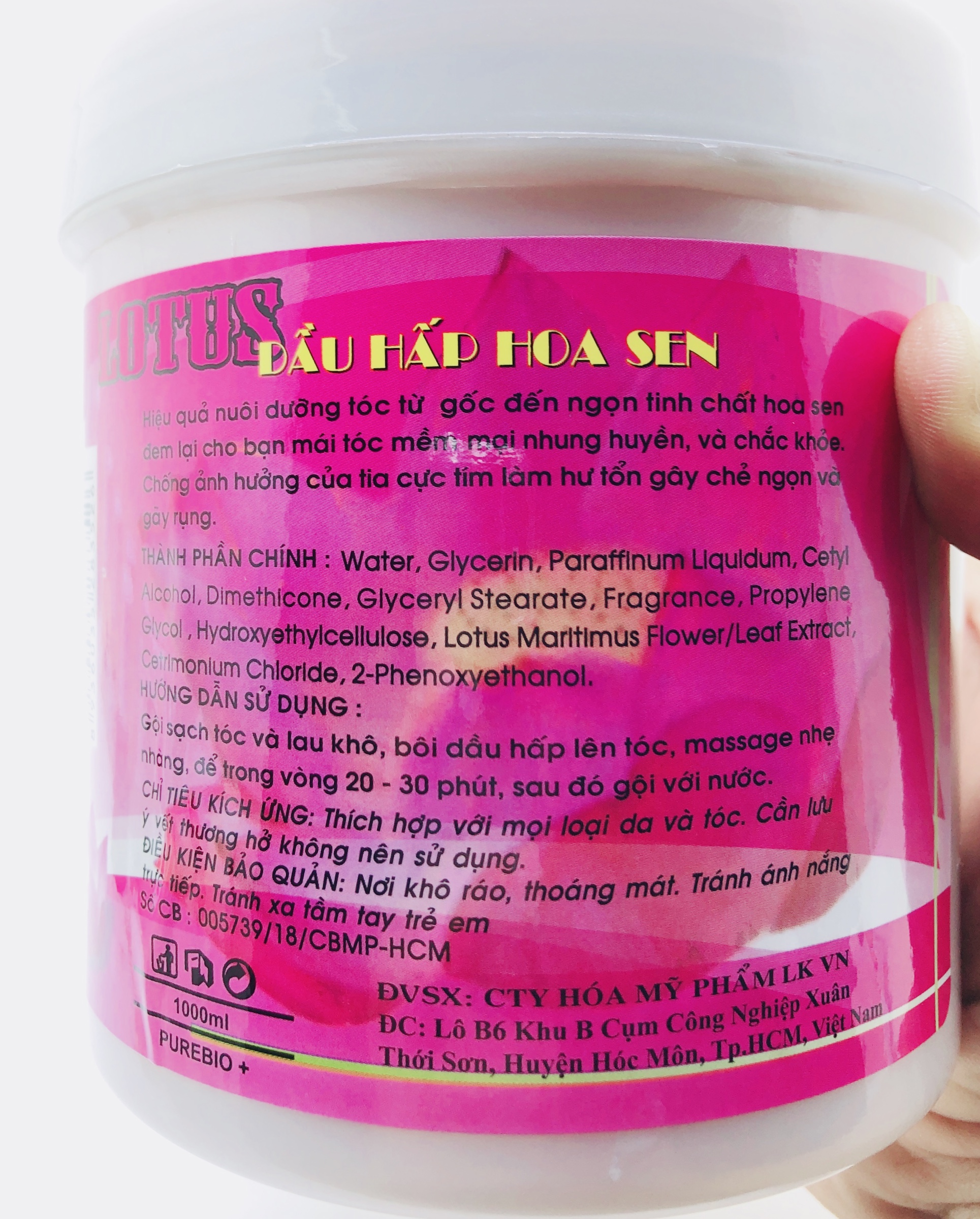 Hấp dầu hoa sen  Lotus thơm mềm mượt 1000ml