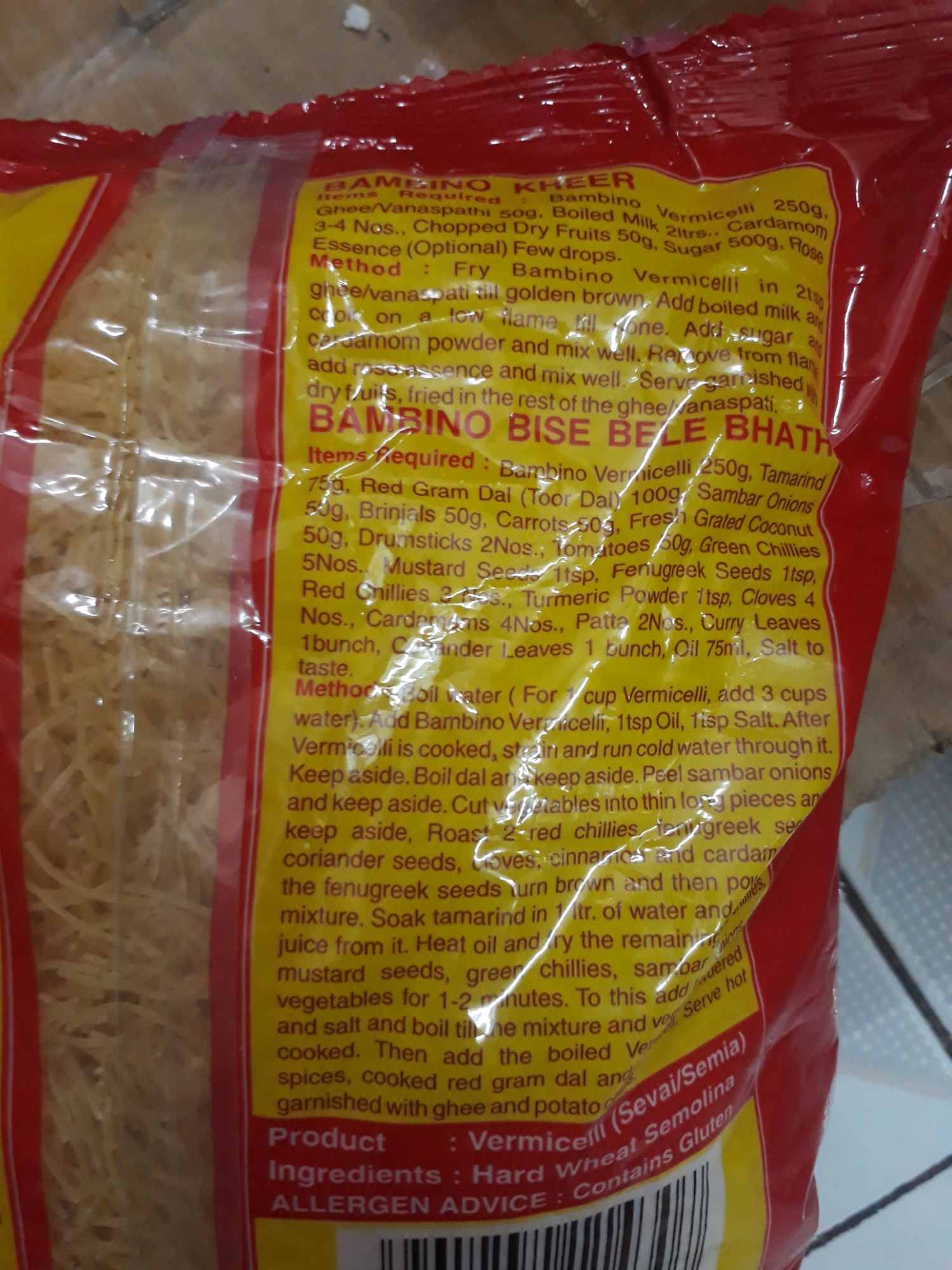 Bambino Vermicelli - Miến Ấn Độ