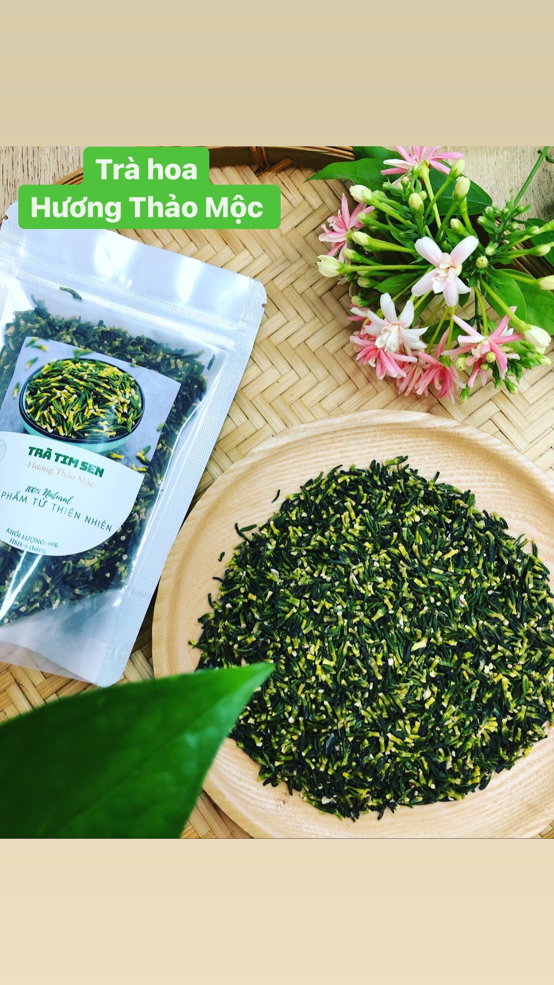 Trà Tim Sen (Tâm Sen) sấy lạnh - Trà Hoa Natural Thảo Mộc