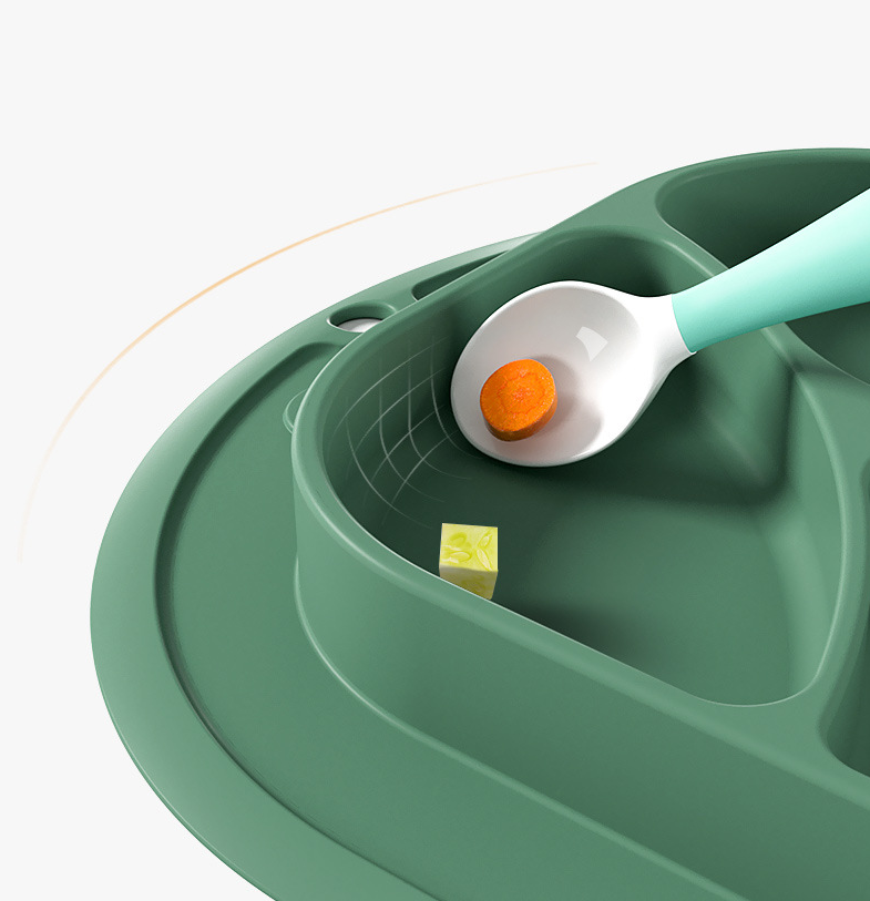 Khay ăn dặm silicone 3 ngăn chống đổ cao cấp