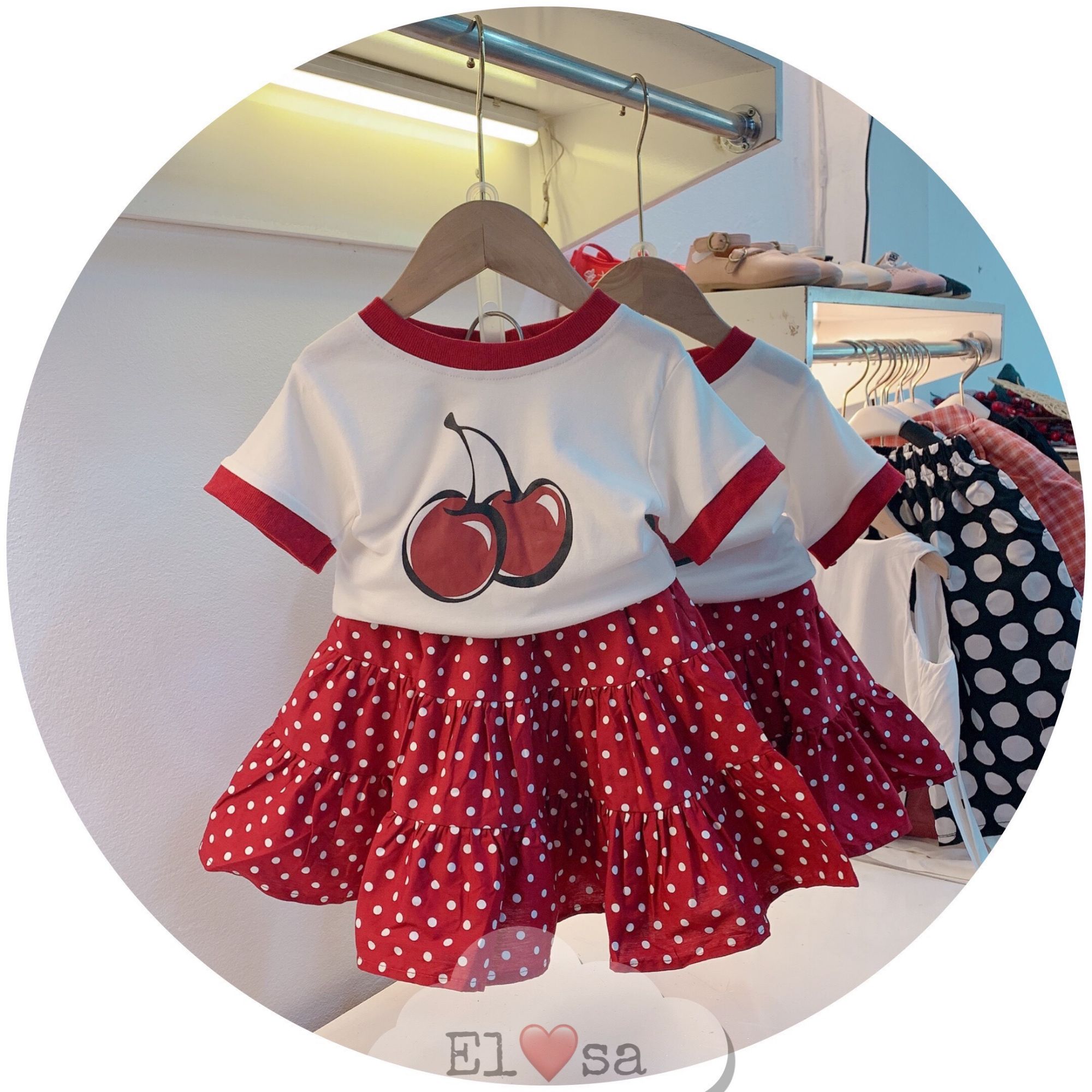 [HCM]set váy cherry cho bé