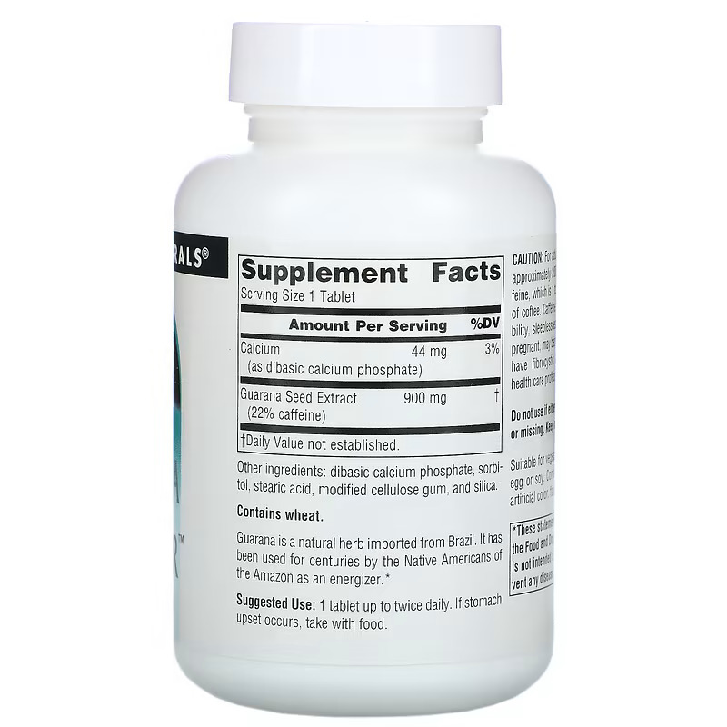 Source Naturals, Guarana Energizer, 900 mg, 60 Tablets
