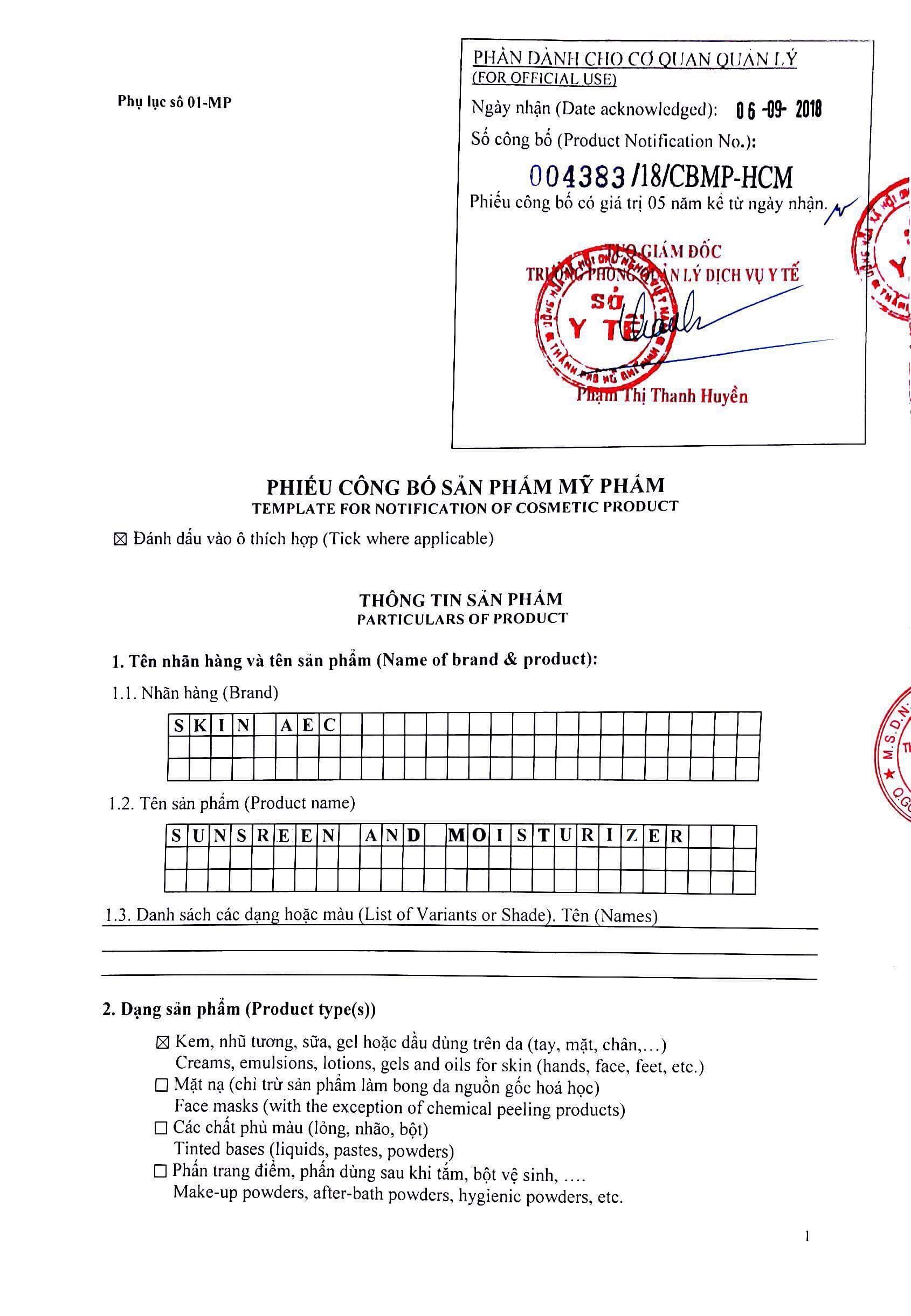 Kem dưỡng trắng da chống nắng skin aec