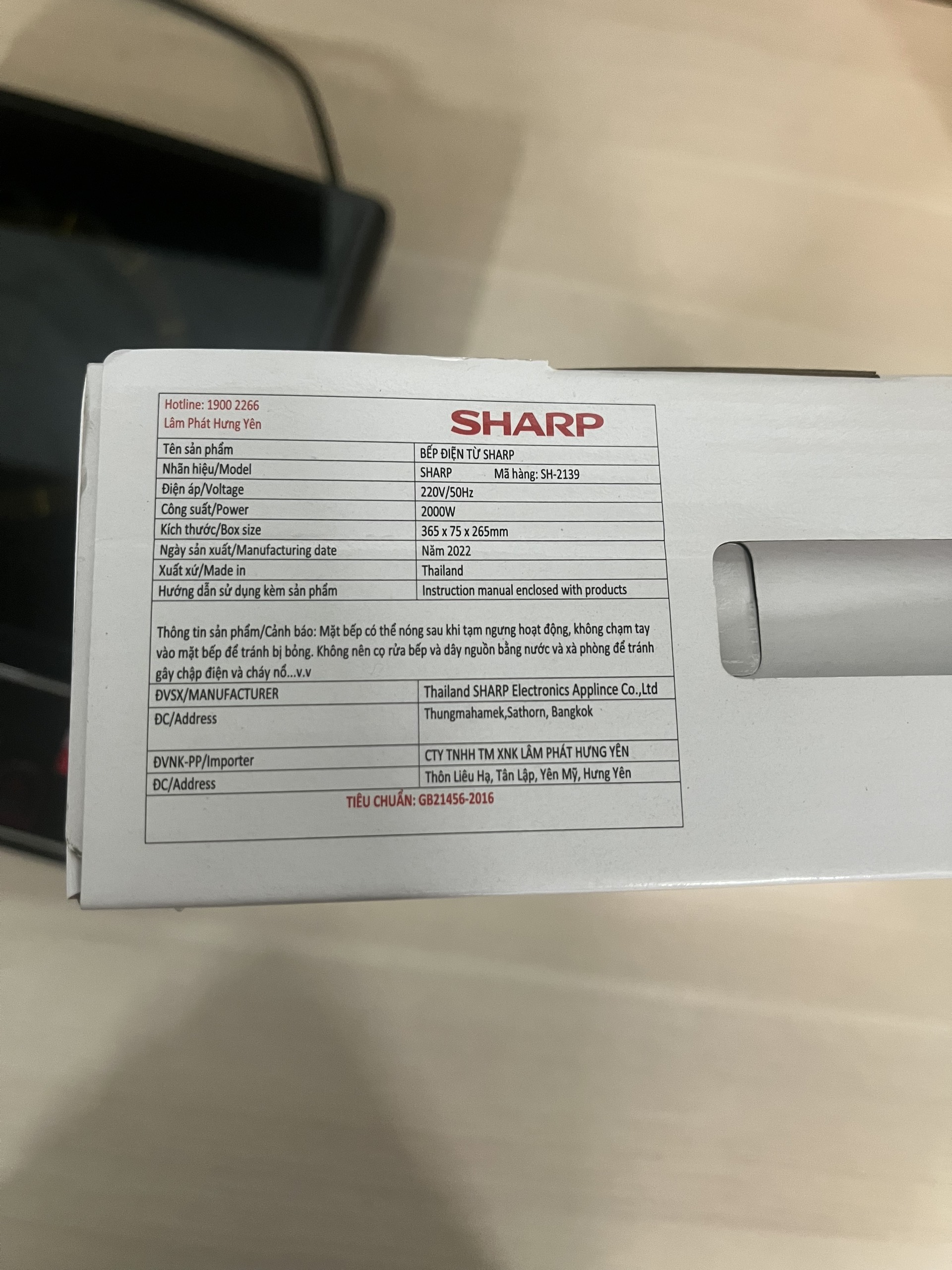 Bếp điện từ đơn sharp SH-2139-thái lan-mới 100%-công suất 2000W - mẫu mới