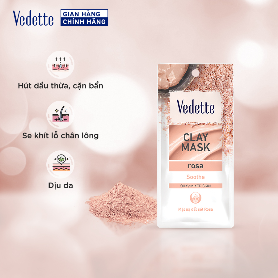Mặt Nạ Đất Sét Rosa 12g VEDETTE - THANH LỌC & LÀM DỊU DA (TPM271)