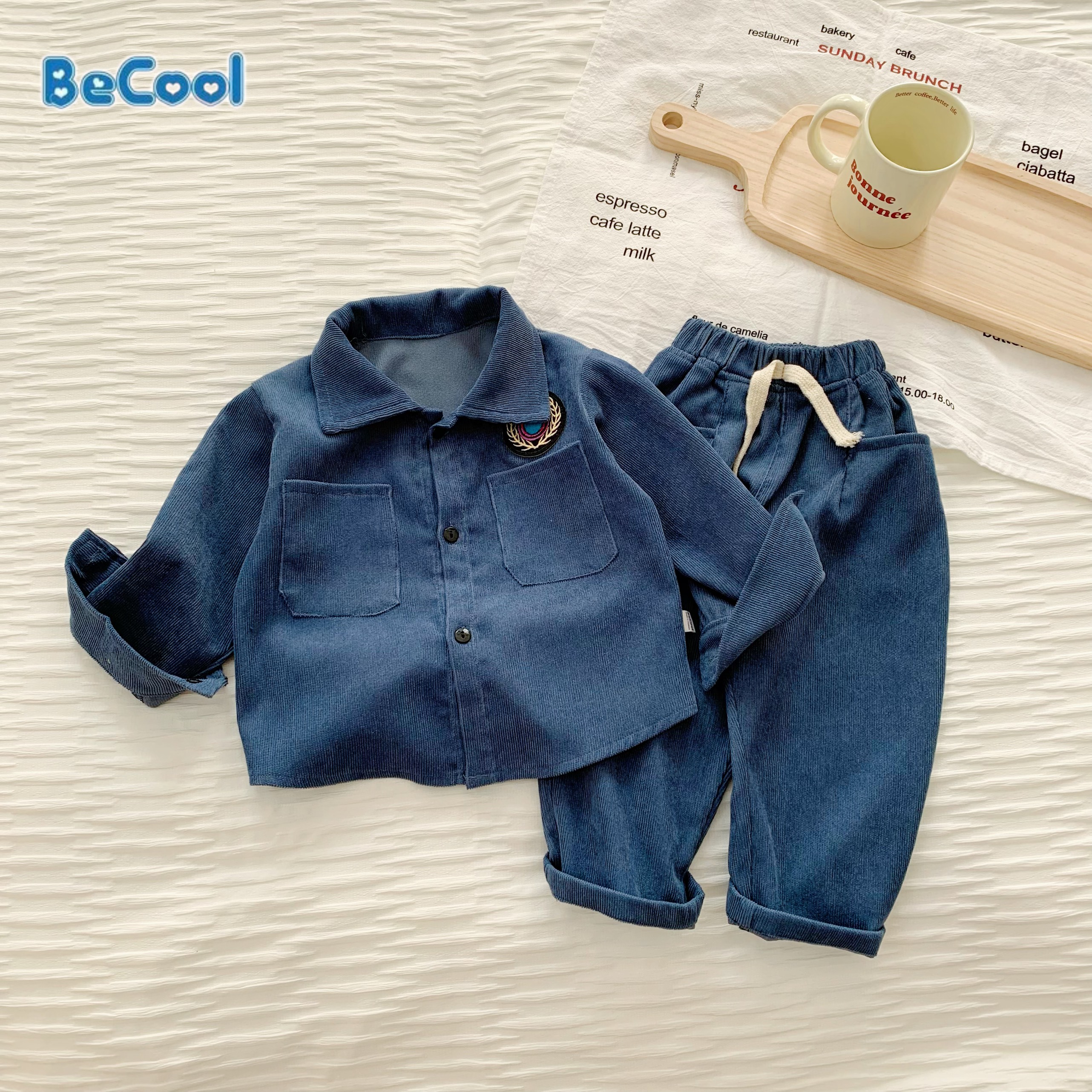 Bộ sơ mi nhung 2 túi chất nhung tăm cao cấp cho bé từ 8-27kg sumokids