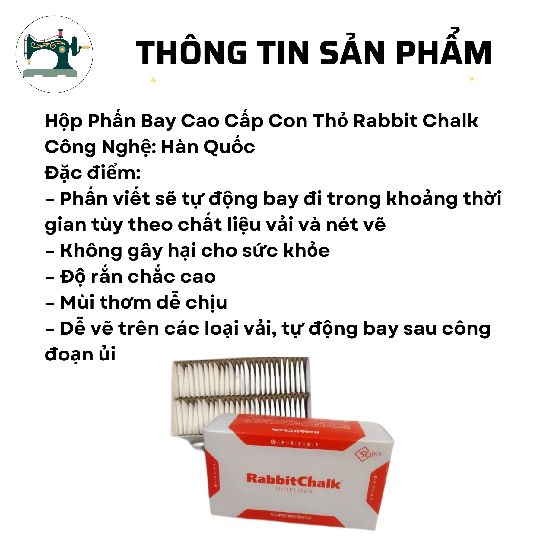 Hộp Phấn Bay Cao Cấp Con Thỏ Rabbit Chalk Hàn Quốc Dành Cho Thợ May