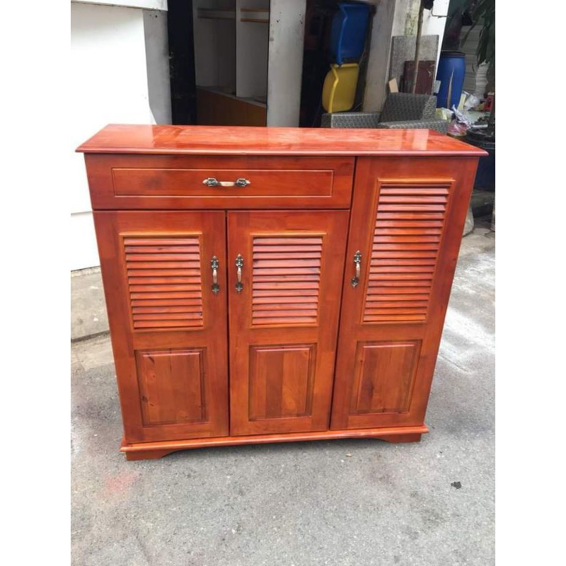 TỦ GIÀY GỖ CAO SU 1M 3 CÁNH