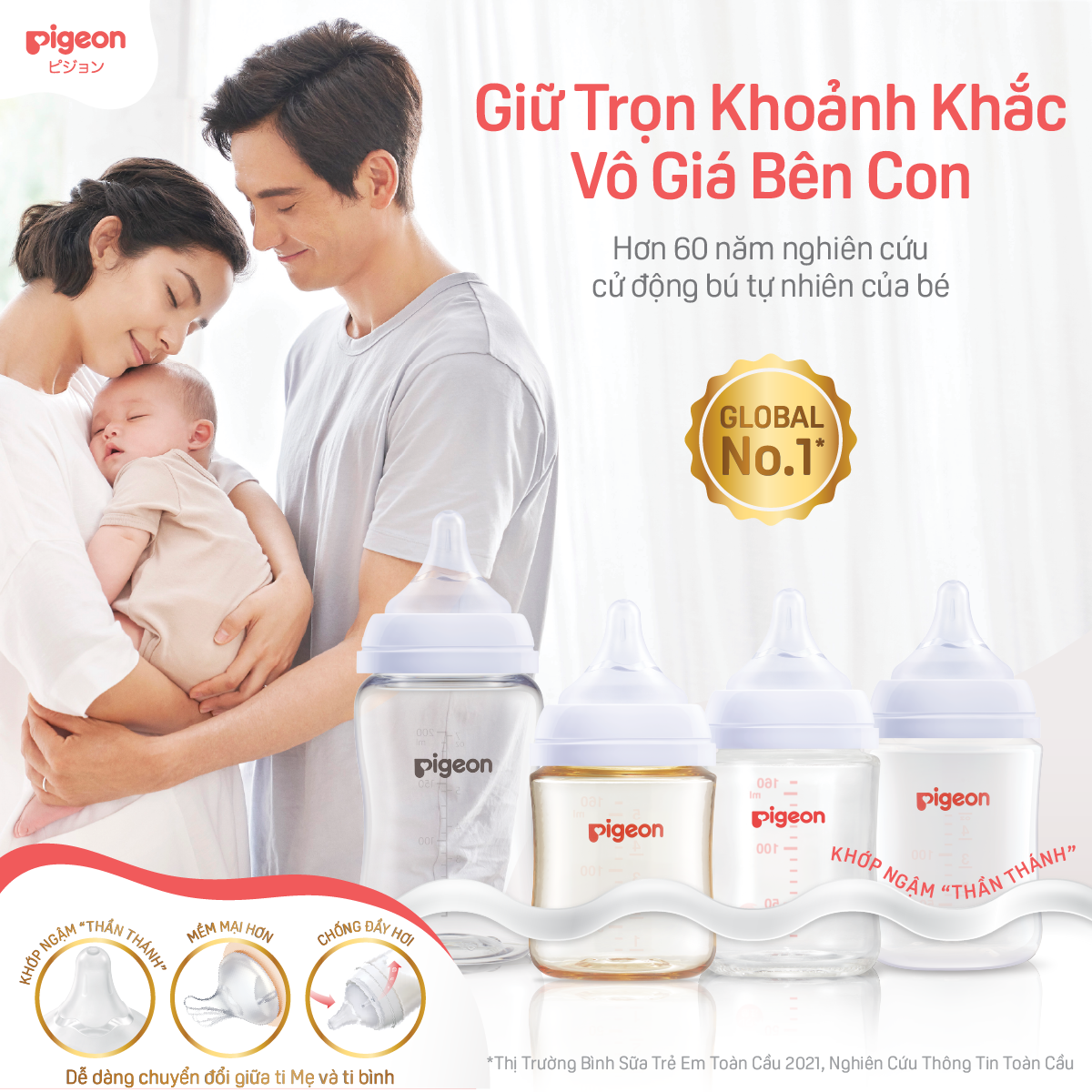 Bình Sữa Pigeon Softouch T-Ester Plus Thế Hệ III - Chiếc lá 200ml/300ml