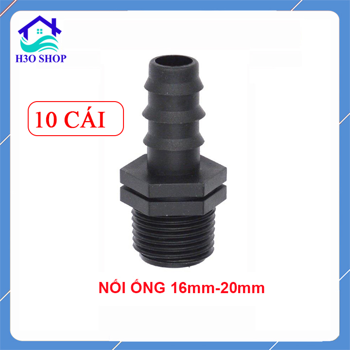 10 Khởi thủy ống PE/LDPE 16mm, 20mm - đầu nối ren ngoài 21mm, sử dụng trong hệ thống tưới cây, hệ thống tưới tự động, tưới nhỏ giọt