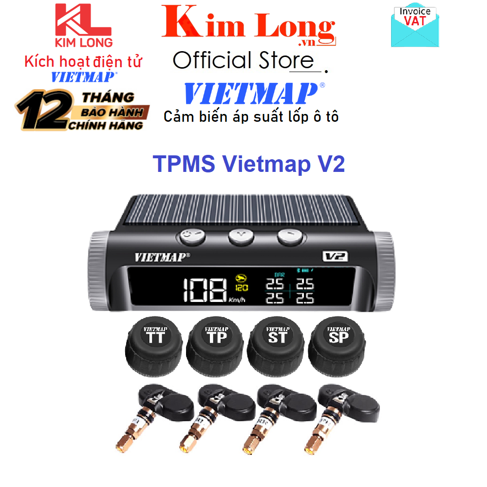 Cảm biến áp suất lốp Vietmap V3 / V2 tích hợp Cảnh báo tốc độ & Camera Giao thông - Hàng chính hãng