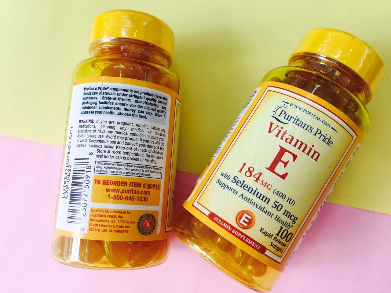 Vitamin E thiên nhiên 400 IU with Selenium 50mcg (100 viên) của Puritan’s Pride