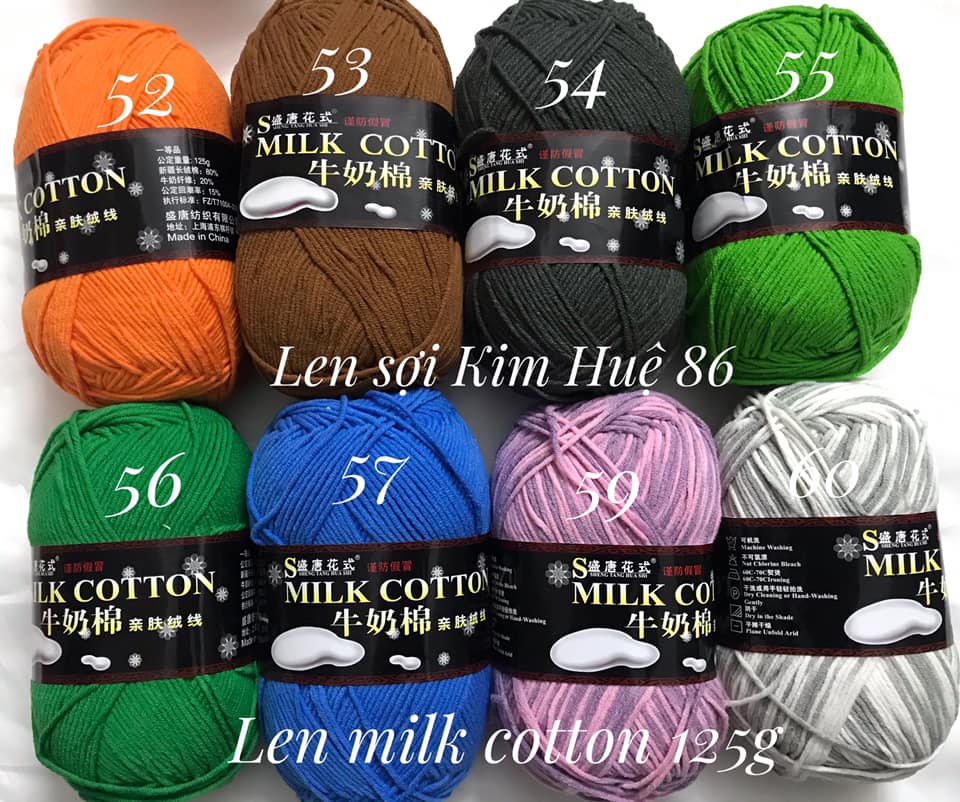Len milk cotton loại 1 cuộn 125gr ( từ màu 46 đến màu 78)