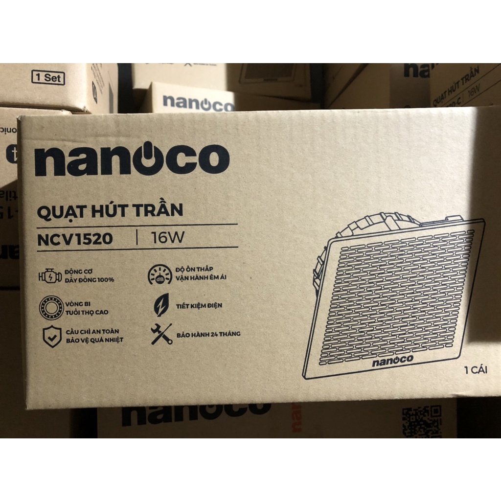 Quạt thông gió - hút thẳng âm trần Nanoco NCV1520/2020 - công suất 16/21W