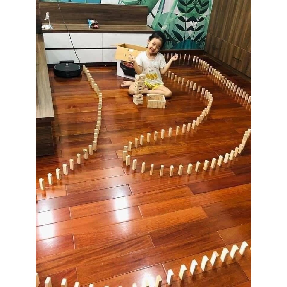 200 Thanh rút gỗ xếp hình, domino ( ko có logo)  ( kích thước 7.5*2.5*1.5cm)