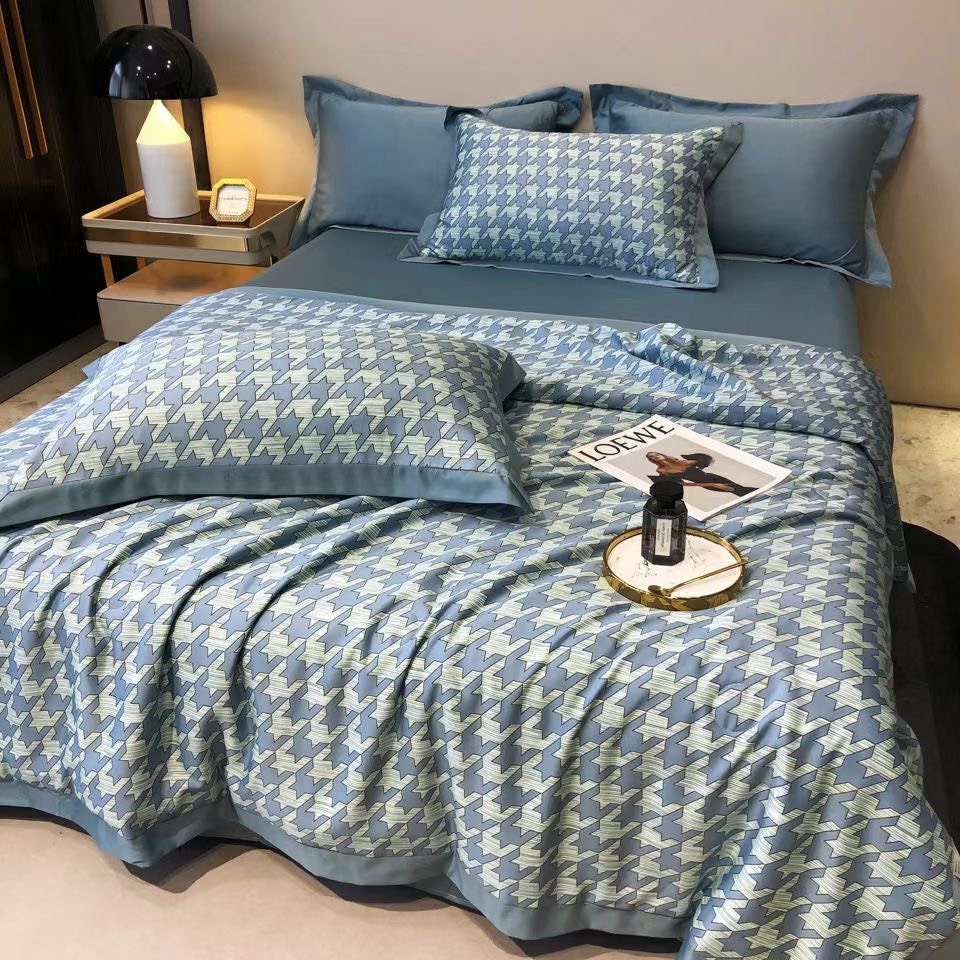 Bộ drap LỤA THÁI Hoa văn cao cấp 5 món CÓ MỀN CHẦN
