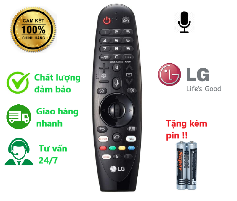 Bảng giá Remote điều khiển tivi LG mã AN -MR19BA có giọng nói ( hàng chính hãng - kèm pin - có bảo hành )
