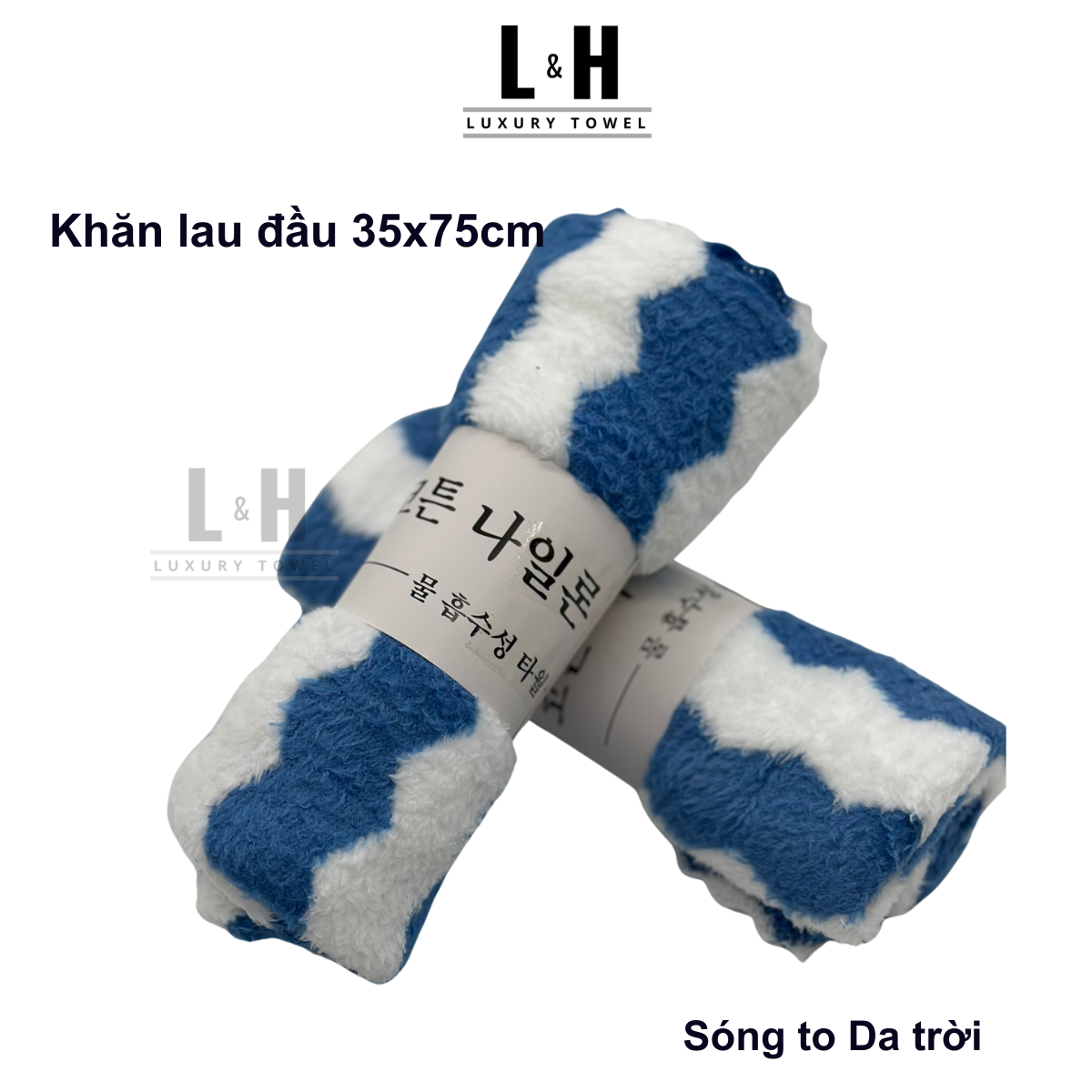 Khăn lau tóc lông cừu, sóng to, KT 35x75cm