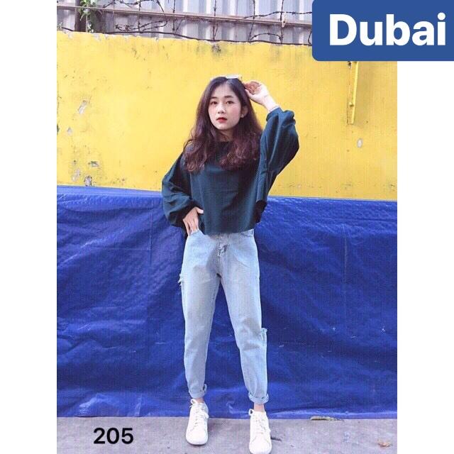 QUẦN JEAN BAGGY NỮ CHẤT BÒ XANH RÁCH 2 BÊN ULZZANG LƯNG CAO NÂNG MÔNG DB-CJ205 CAO CẤP - DUBAI FASHION