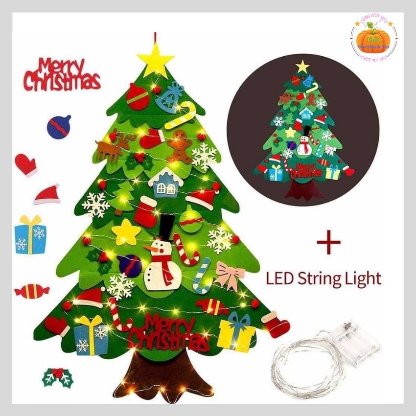 【Quà tặng】【Hàng Có Sẵn】Cây thông bằng vải nỉ, trang trí Giánh sinh, trang trí năm mới, Cây thông Noel Trang Trí Nhà Cửa Đồ Dùng Gia Đình cho bé