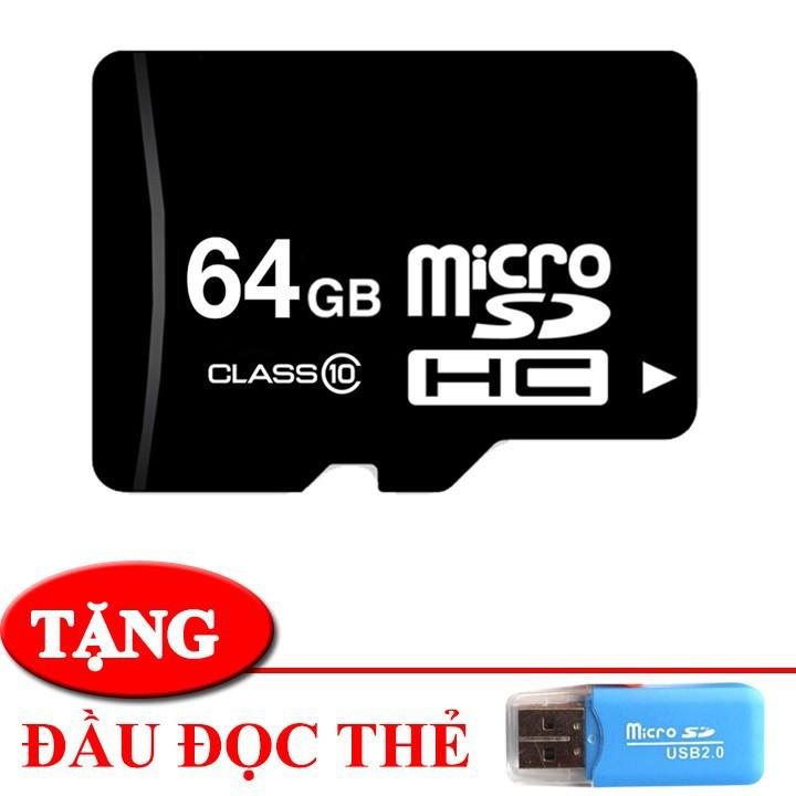 TẶNG ĐẦU ĐỌC THẺ THẺ NHỚ MICROSD DUNG LƯỢNG 64GB