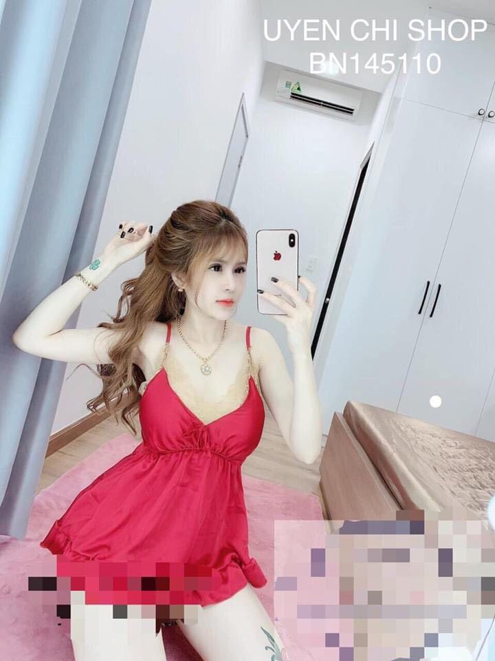 Set Bộ Ngủ Phi Lụa 2 Dây Phối Ren Sexy 16S31B1