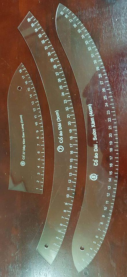 Bộ 3 cây thước vẽ cổ áo dài, sườn xám
