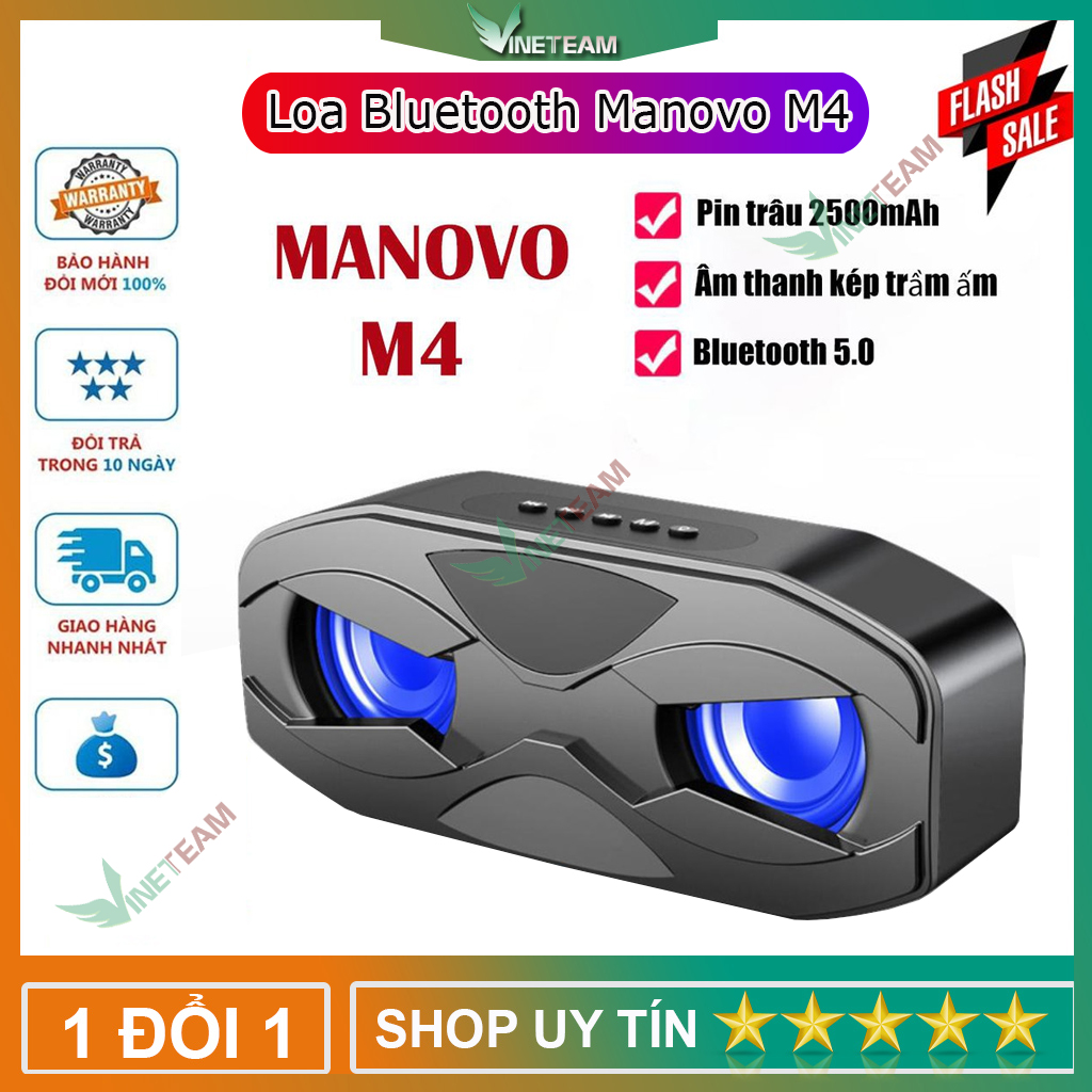 Loa bluetoot 5.0 manovo m4 âm thanh sống động - có hỗ trợ thẻ nhớ -dc4351