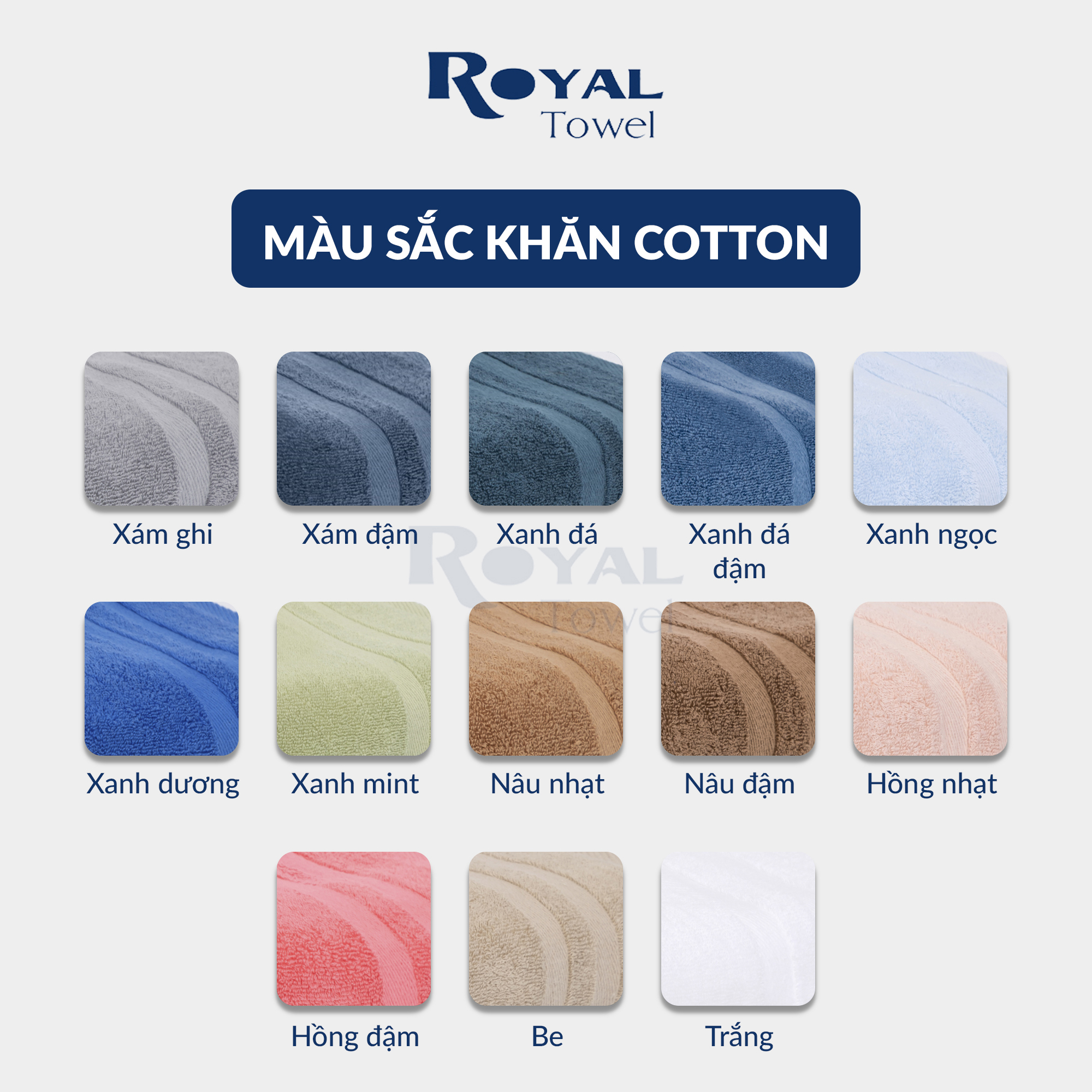 Khăn Tắm Khăn Gội Đầu Khăn Lau Mặt ROYAL TOWEL Dùng Cho Gia Đình Spa Khách Sạn 100% Cotton Thấm Hút Không Ra Màu