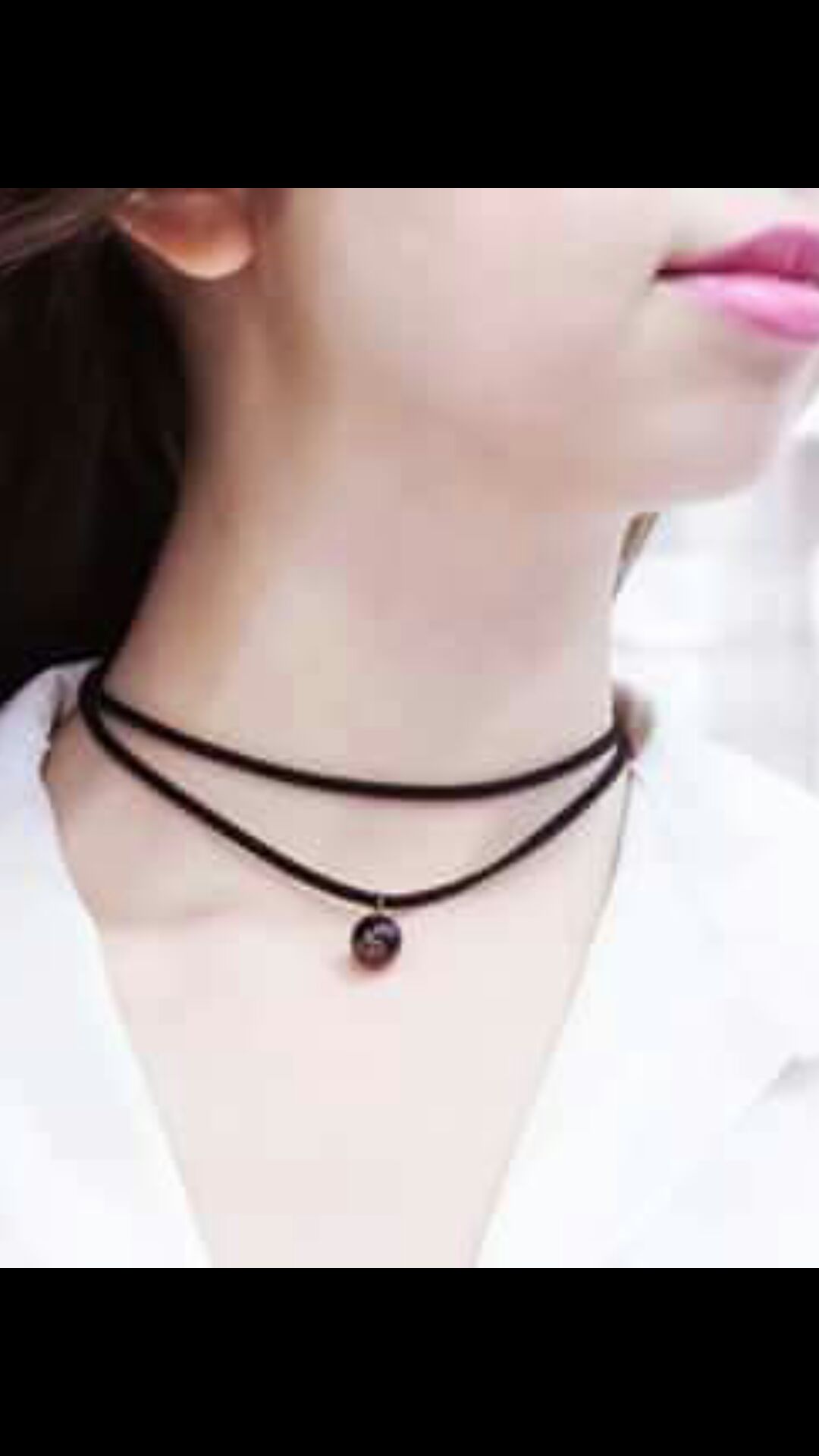 Vòng chocker 2 tầng cổ kèm hạt đen