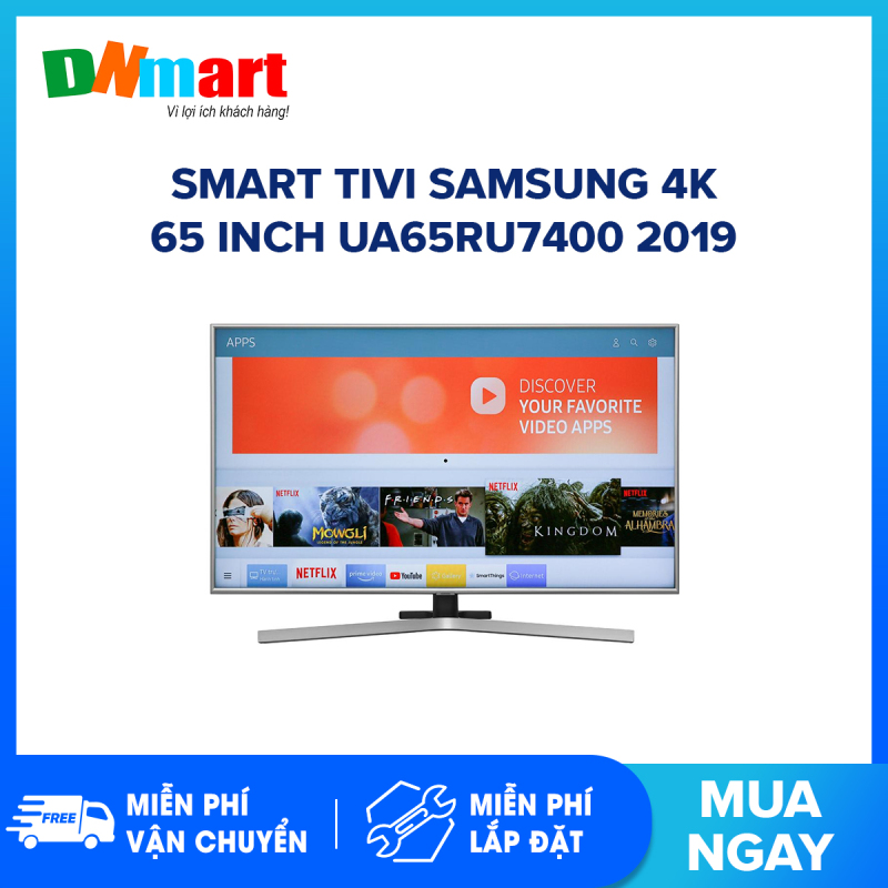 Bảng giá Smart Tivi Samsung 4K 65 inch UA65RU7400 tìm kiếm giọng nói tiếng việt, Bluetooth:Có (Loa, chuột, bàn phím) Kết nối Internet:Cổng LAN, Wifi Cổng AV:Có cổng Composite và cổng Component Cổng HDMI:3 cổng